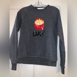Bow and Drape and Spanx collaboration. Friday/fry-YAY sweatshirt.